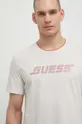 béžová Bavlnené tričko Guess EGBERT Pánsky