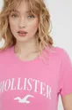 Pamučna majica Hollister Co. 3-pack roza