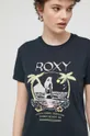 czarny Roxy t-shirt bawełniany