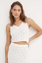United Colors of Benetton top din bumbac bej 10985H004