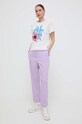 Weekend Max Mara t-shirt bawełniany 2415971052600 beżowy SS24