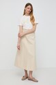 Weekend Max Mara t-shirt bawełniany 2415971062600 beżowy SS24