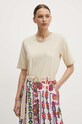 Хлопковая футболка United Colors of Benetton хлопок бежевый 34G7D107B
