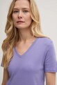 Хлопковая футболка United Colors of Benetton фиолетовой 3GA2E4230