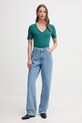 Βαμβακερό μπλουζάκι United Colors of Benetton 3GA2E4230 τιρκουάζ AA00