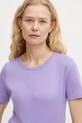 Хлопковая футболка United Colors of Benetton фиолетовой 3GA2E16A0