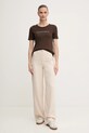 Памучна тениска United Colors of Benetton 3GA2E16A2 кафяв AW25