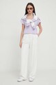 United Colors of Benetton t-shirt bawełniany 3096DV01B fioletowy SS24