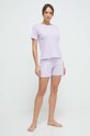 Хлопковая футболка lounge United Colors of Benetton 30963M04R фиолетовой SS24