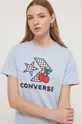 голубой Хлопковая футболка Converse