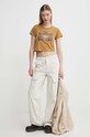 Βαμβακερό μπλουζάκι Converse 10026043.A03 καφέ SS24
