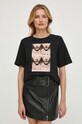 Sisley tricou din bumbac negru 3096L104V