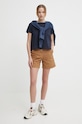 Sisley t-shirt bawełniany 3I1XL101S granatowy SS25