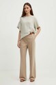 Sisley bluzka lniana 5BMLLQ06R beżowy SS25
