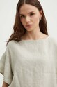 Sisley bluzka lniana beżowy 5BMLLQ06R