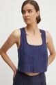 Plátěný top Sisley námořnická modř 5NTHLH015