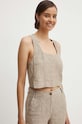 Льняний топ Sisley бежевий 5NTHLH015