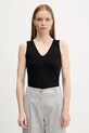 Sisley top bawełniany czarny 3I1XLH00S