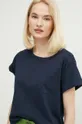 granatowy Sisley t-shirt bawełniany Damski
