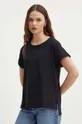 czarny Sisley t-shirt bawełniany Damski