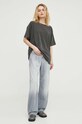 American Vintage t-shirt T-SHIRT MC COL BATEAU PYM02AE24 szary SS24