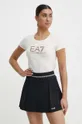 béžová Bavlnené tričko EA7 Emporio Armani