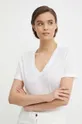 bijela Lanena majica kratkih rukava Calvin Klein Ženski