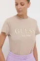 бежевый Хлопковая футболка Guess