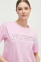 różowy Guess t-shirt bawełniany KIARA
