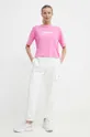 Βαμβακερό μπλουζάκι Guess NATALIA ροζ
