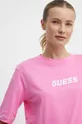 ροζ Βαμβακερό μπλουζάκι Guess NATALIA