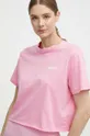 ροζ Βαμβακερό μπλουζάκι Guess SKYLAR