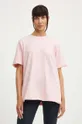różowy Guess t-shirt bawełniany ATHENA Damski