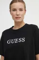 μαύρο Βαμβακερό μπλουζάκι Guess ATHENA