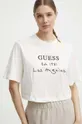 beżowy Guess t-shirt bawełniany DAKOTA Damski