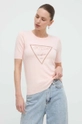 różowy Guess t-shirt KAYLA Damski