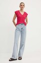 Льняна футболка Morgan DAME DAME.FRESIA рожевий SS24