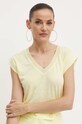 Lanena majica kratkih rukava Morgan DAME zlatna DAME.LEMON.TONI