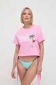 Guess tricou de plajă din bumbac relaxed roz E4GI03.I3Z14