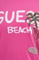roza Pamučna majica kratkih rukava za plažu Guess