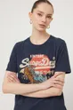 granatowy Superdry t-shirt bawełniany