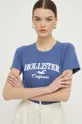 tmavomodrá Bavlnené tričko Hollister Co. Dámsky