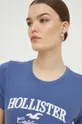 granatowy Hollister Co. t-shirt bawełniany