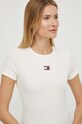 Tommy Jeans t-shirt aplikacja beżowy DW0DW17881
