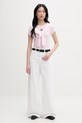 Tommy Jeans majica za žene od pamuka s elastanom DW0DW17881 roza SS26
