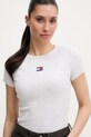 Tommy Jeans t-shirt damski bawełniany z elastanem szary DW0DW17881