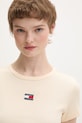 Tommy Jeans t-shirt damski bawełniany z elastanem beżowy DW0DW17881