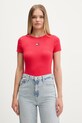 Tommy Jeans tričko dámské bavlněné s elastanem červená DW0DW17881