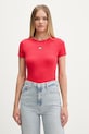 Tommy Jeans tričko dámské bavlněné s elastanem červená DW0DW17881
