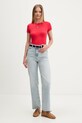Tommy Jeans tričko dámské bavlněné s elastanem DW0DW17881 červená SS26